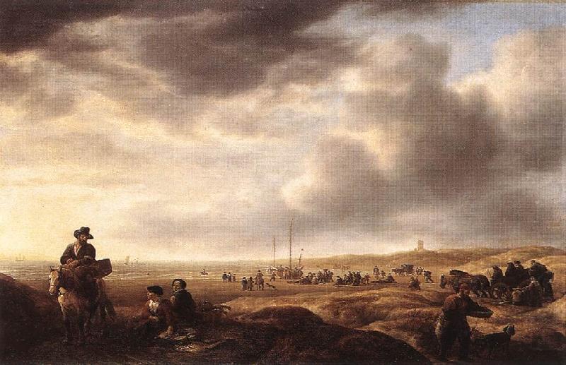 VLIEGER, Simon de Beach near Scheveningen with Fish-Sellers ar china oil painting image